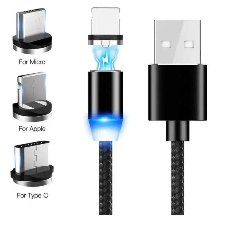 1m Multi USB Ladekabel 3 in 1 Typ- C Micro Lightning für iPhone Samsung Huawei schwarz www.handyhuellen4you.de