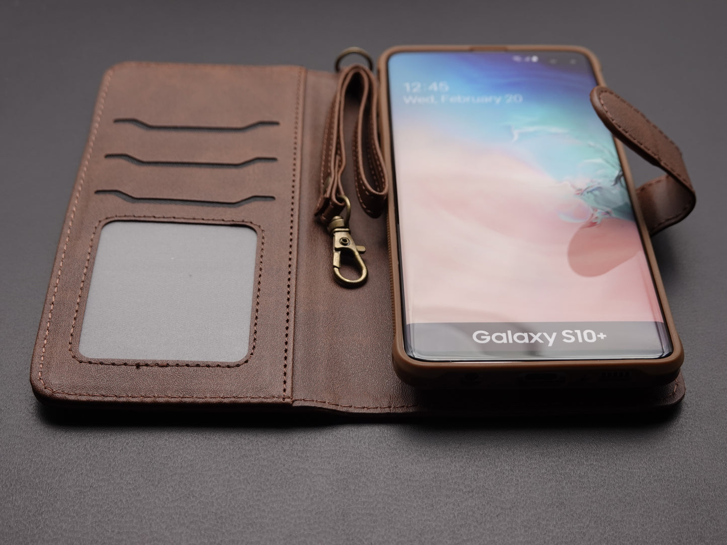 Samsung Galaxy S10+ magnetische Handyhülle Klapphülle Braun 1201628 www.handyhuellen4you.de