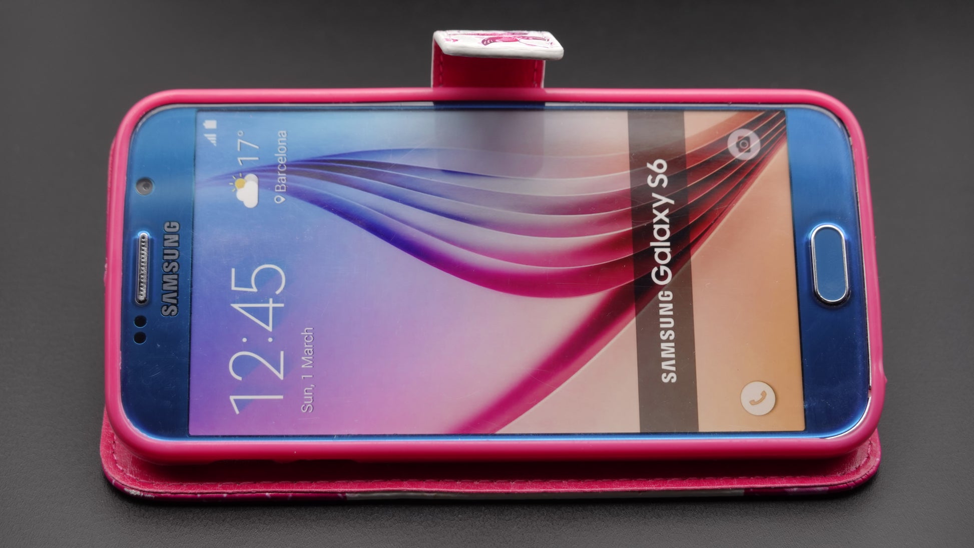 Samsung Galaxy S6 Handyhülle Klapphülle Schmetterling Pink www.handyhuellen4you.de