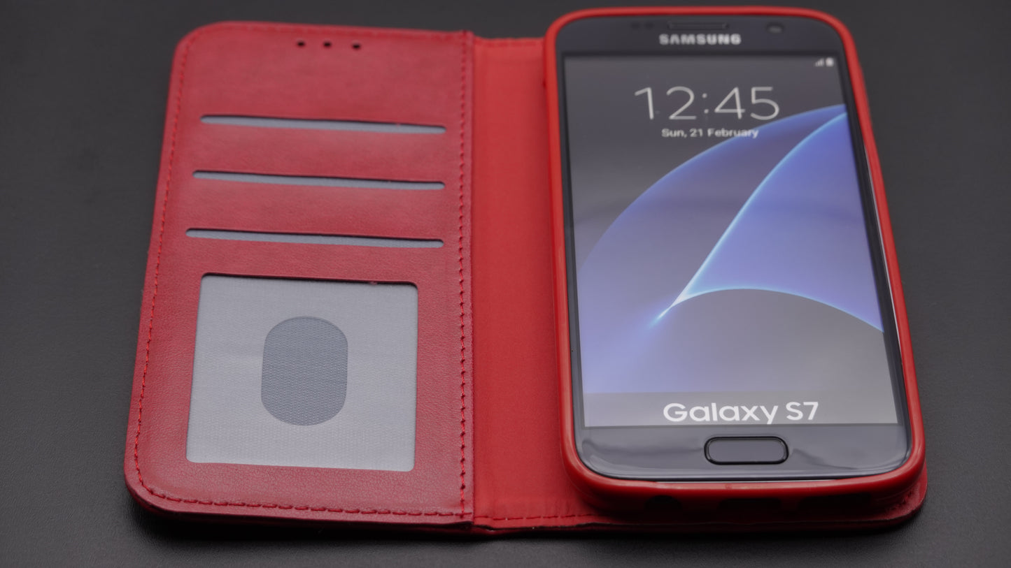 Samsung Galaxy S7 Handyhülle Klapphülle Rot 260944 www.handyhuellen4you.de